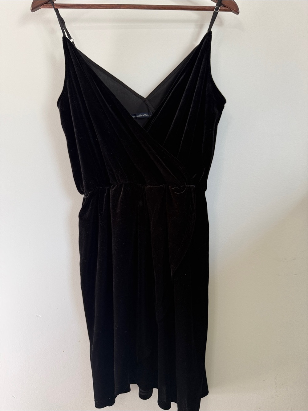 Abercrombie & Fitch Black Velvet Wrap Midi Dress